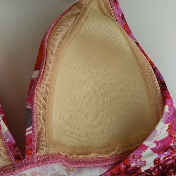 Profile Two Piece Padded Halter Tankini Swimsuit 6 Pink White - Picture 9 of 16